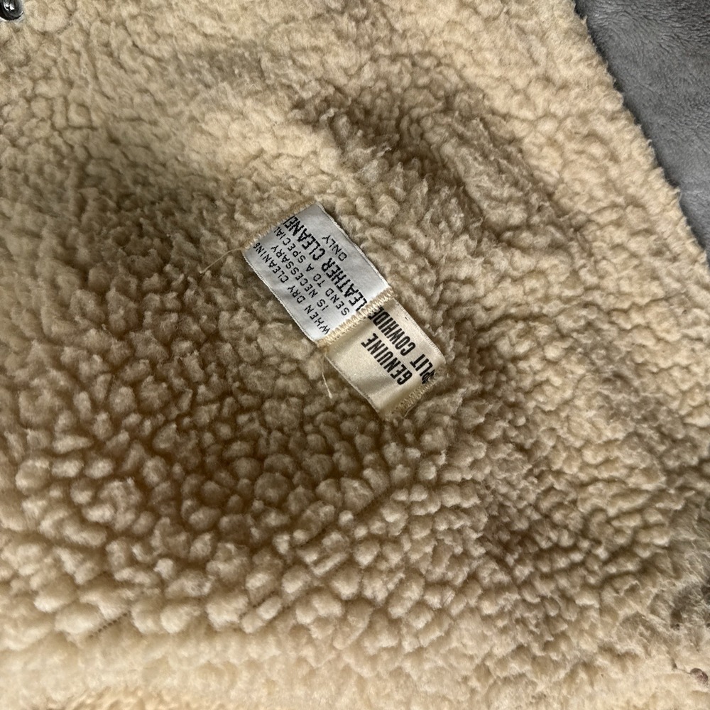 VTG JCPenney Jacket Men 40 Brown Suede Leather Trucker Sherpa Yellowstone 70s - Picture 10 of 13